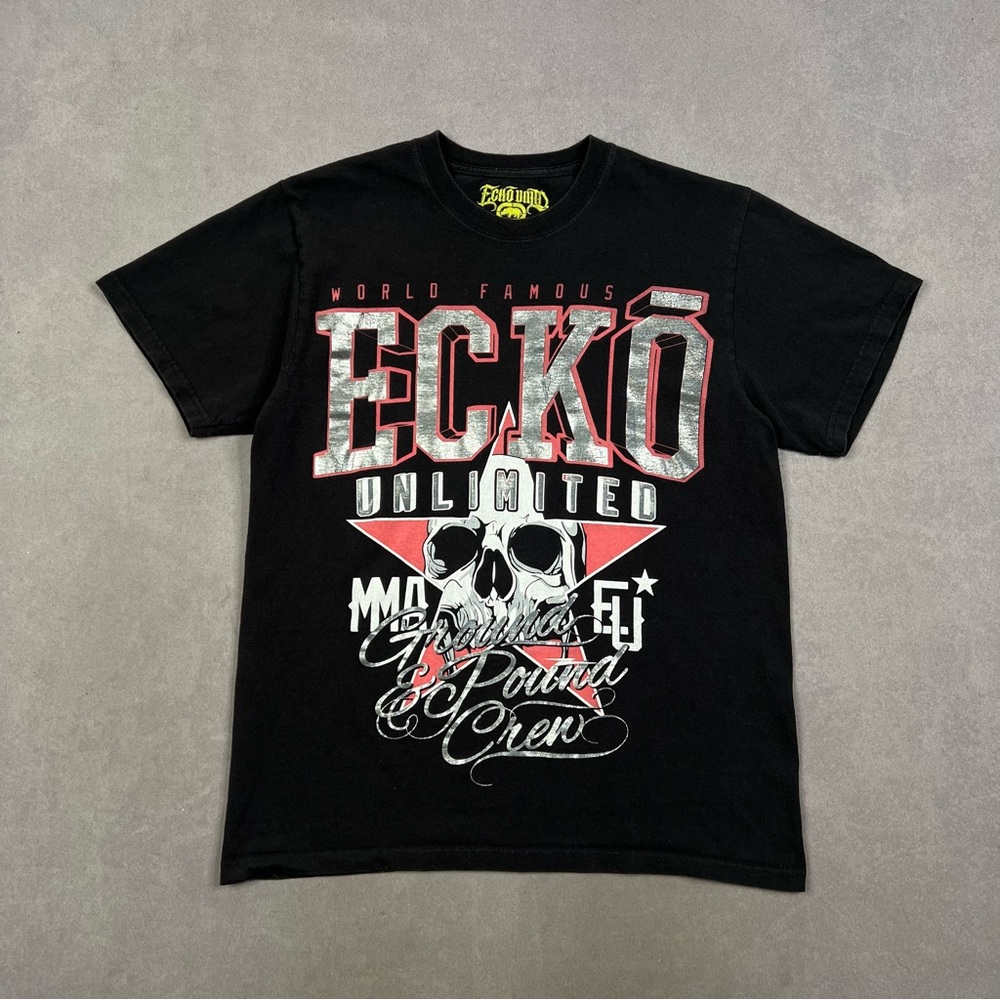 Ecko Unlimited Black Short Sleeve Graphic Tee Y2K